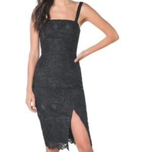 DRESS THE POPULATION KATYA FLORAL LACE BLACK BODY-CON DRESS sz M